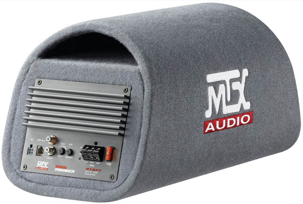MTX AUDIO 8 Inch 240W Car Subwoofer Amplified Tube Box w/ BOSS Audio Wiring Kit - VMInnovations