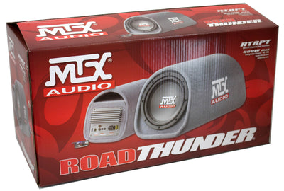 MTX AUDIO 8 Inch 240W Car Subwoofer Amplified Tube Box w/ BOSS Audio Wiring Kit - VMInnovations