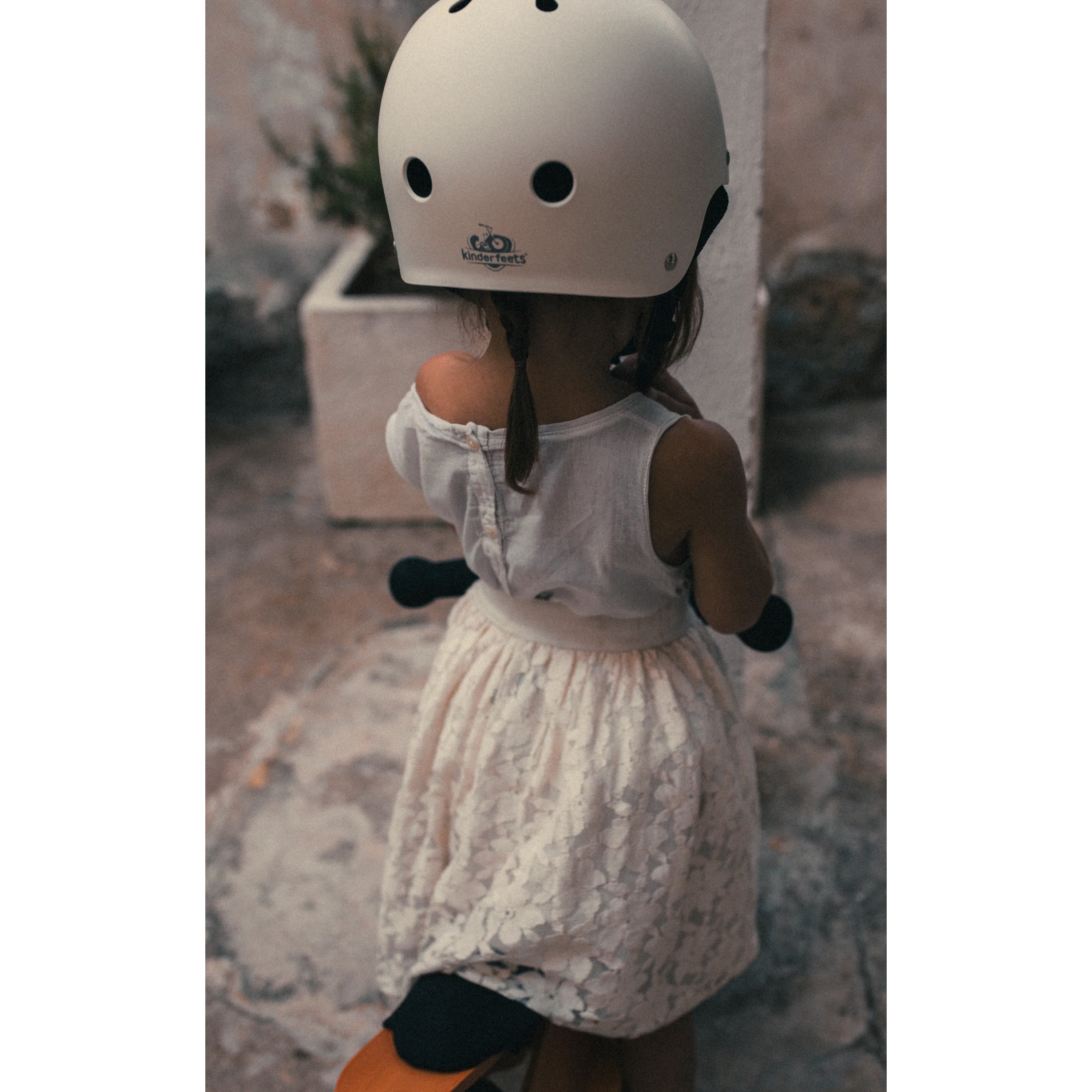 Kinderfeets White Adjustable Kids Helmet Bundle w/ Coral Balance Trike Tricycle