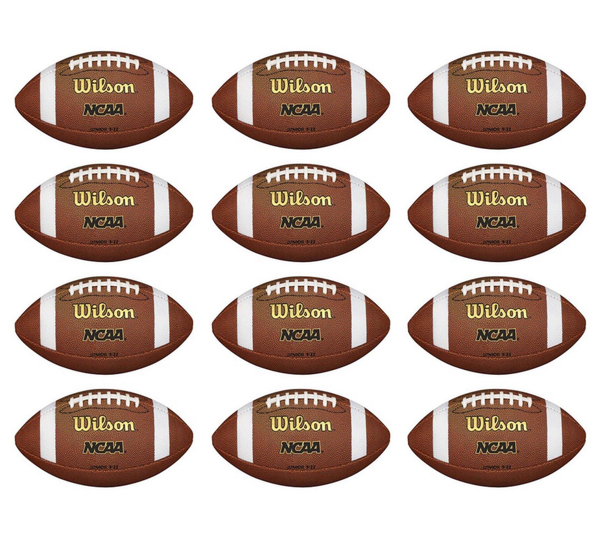 Wilson NCAA Composite Leather Junior Size American Football (12 Pack) | WTF1663X