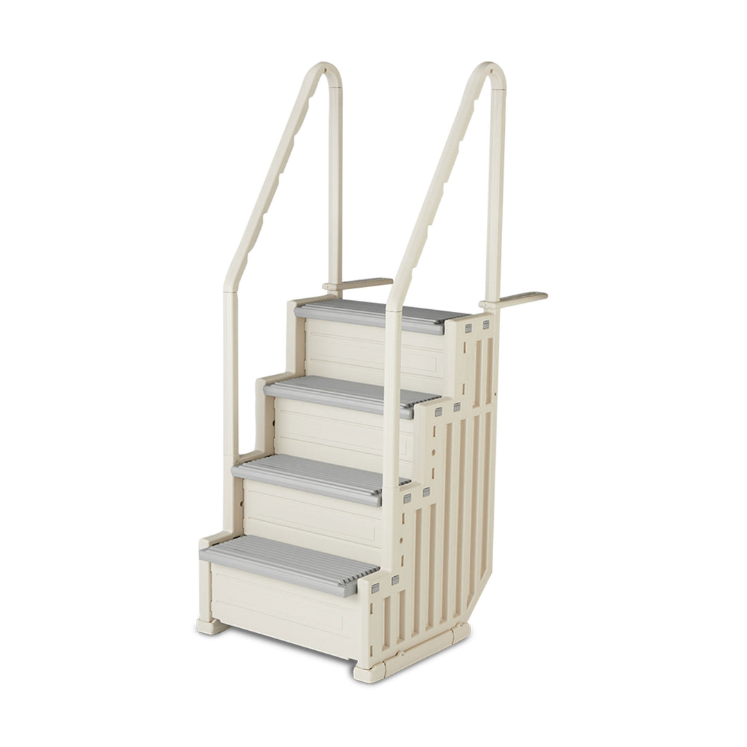 Confer Plastics In-Pool 4 Step Ladder, Above Ground Swimming Pool Stairs, Gray - VMInnovations