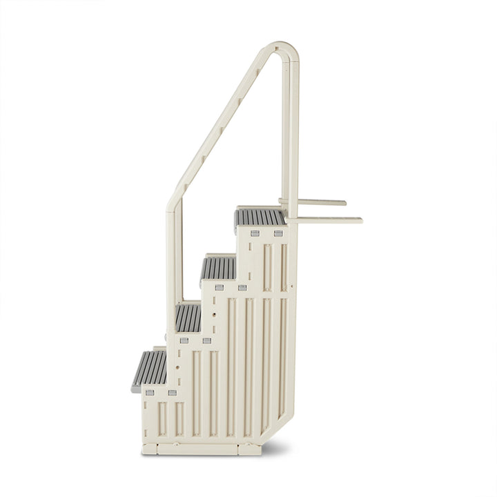 Confer Plastics In-Pool 4 Step Ladder, Above Ground Swimming Pool Stairs, Gray - VMInnovations