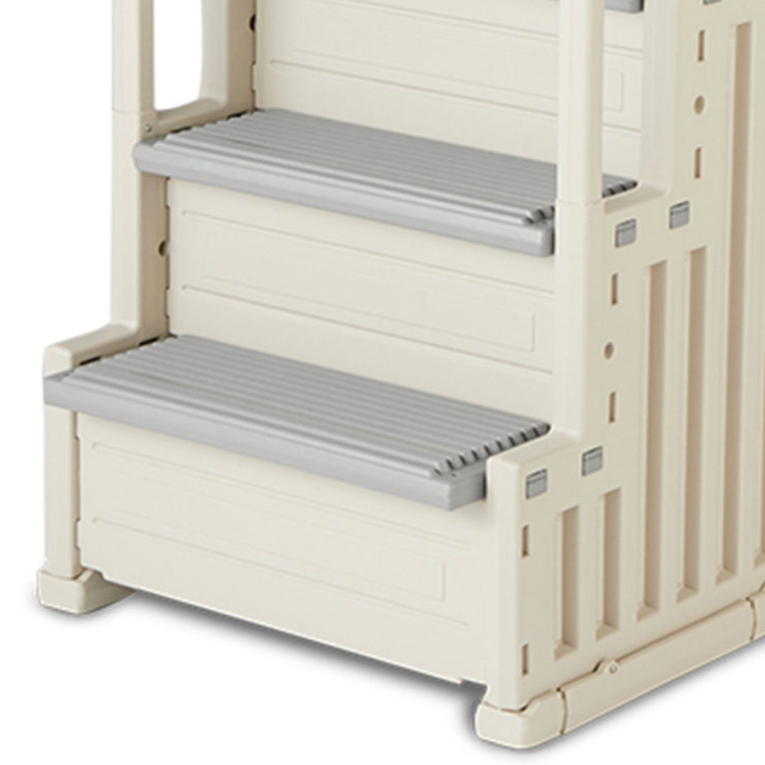 Confer Plastics In-Pool 4 Step Ladder, Above Ground Swimming Pool Stairs, Gray - VMInnovations