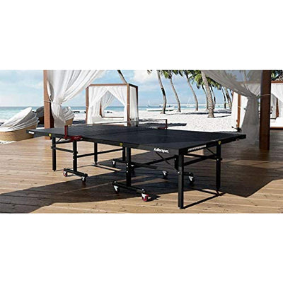 Killerspin MyT10 BlackStorm Outdoor Folding Ping Pong Table with Storage Pockets