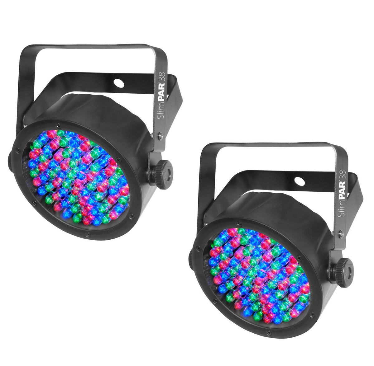 (2) Chauvet SlimPar 38 LED DMX Slim Par Can Stage Pro DJ RGB Lighting Effects
