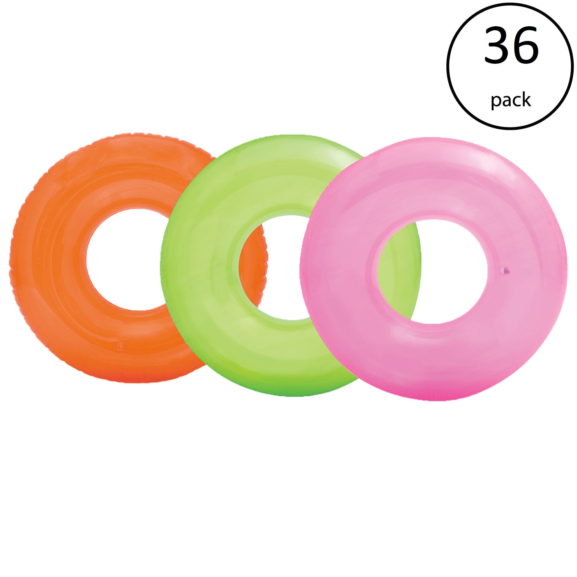Intex Colorful Transparent Inflatable Swimming Pool Beach Tube Raft (36 Pack)