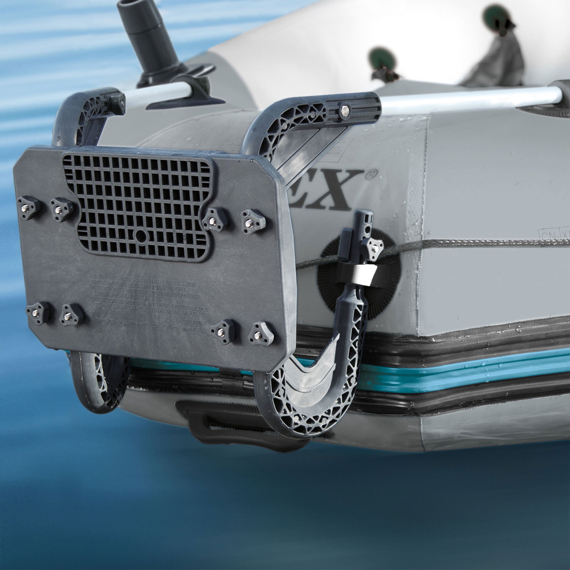 Intex Mariner 4 Inflatable Raft River/Lake Dinghy Boat Set & Motor Mount Kit - VMInnovations