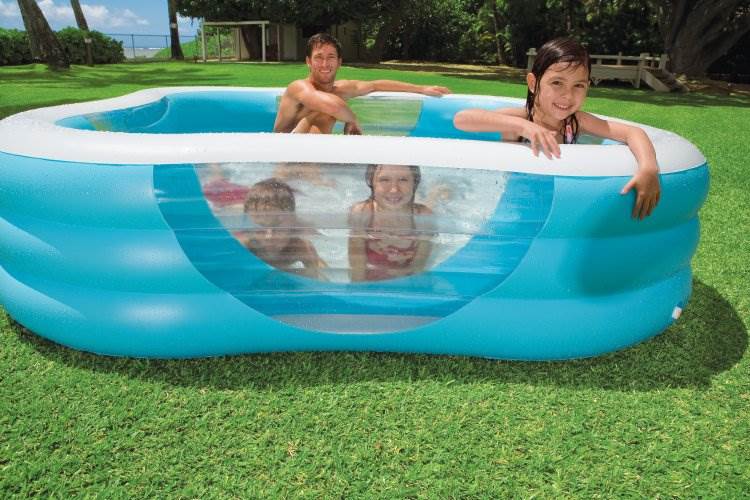 INTEX Swim Center Inflatable Family Swimming Pool + Quick Fill Air Pump