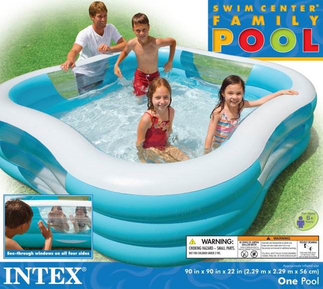 INTEX Swim Center Inflatable Family Swimming Pool + Quick Fill Air Pump