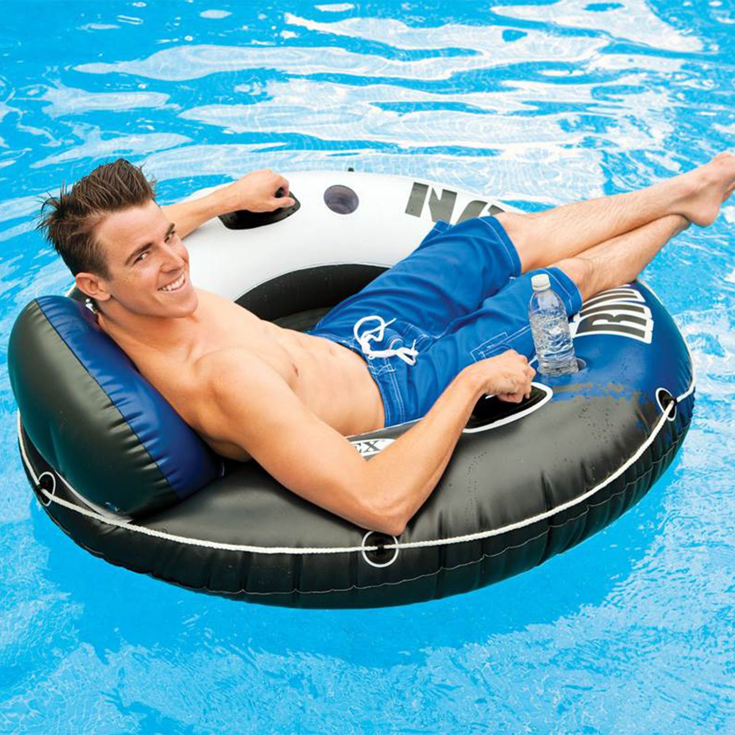 INTEX River Run I Inflatable Floating Tubes (Set of 3) & Quick Fill Air Pump