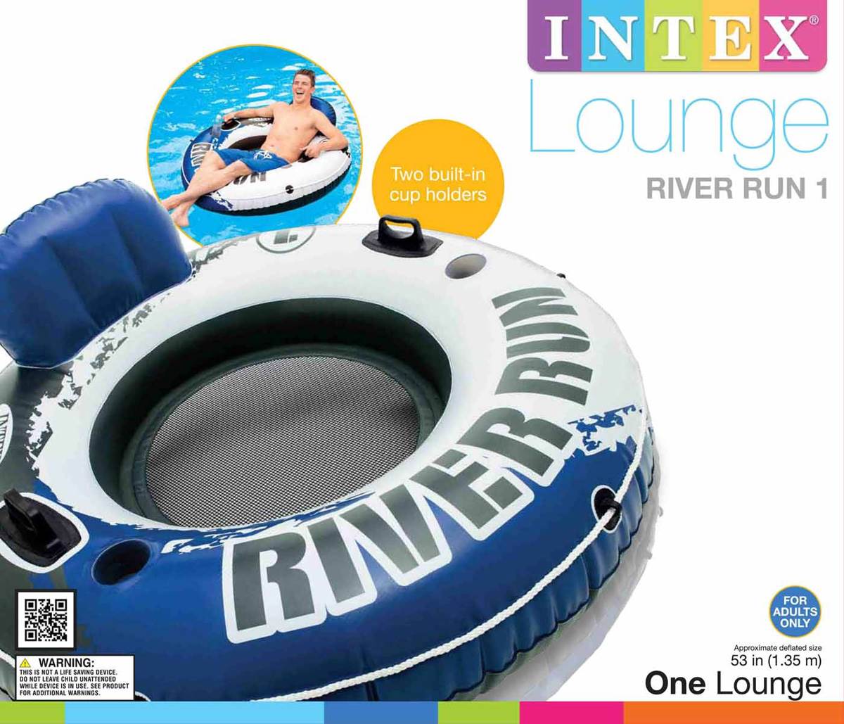 INTEX River Run I Inflatable Floating Tubes (Set of 6) & Quick Fill Air Pump