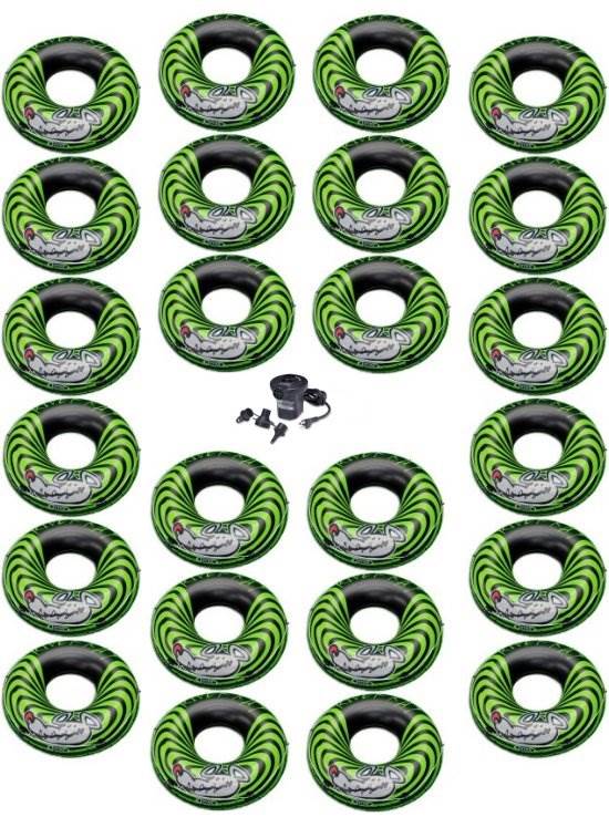 Intex River Rat Inflatable Floating Tube Raft (Set of 24) & Quick Fill Air Pump