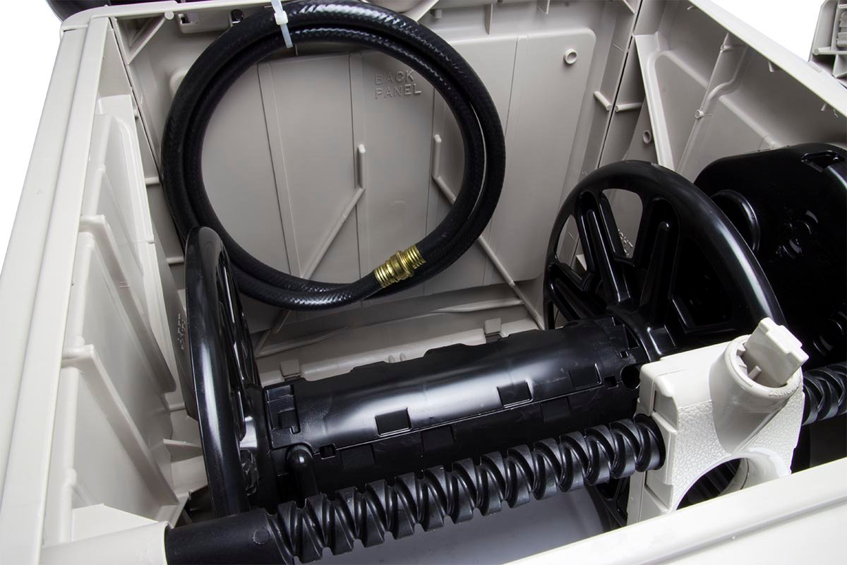 Suncast Swivel Hose Reel Storage Hideaway w/Smart Trak Hose Guide & Bin (3 Pack) - VMInnovations