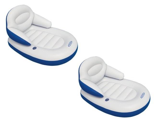 Intex Comfy Cool Inflatable Swimming Pool Floating Water Lounge Chair, (2 Pack)