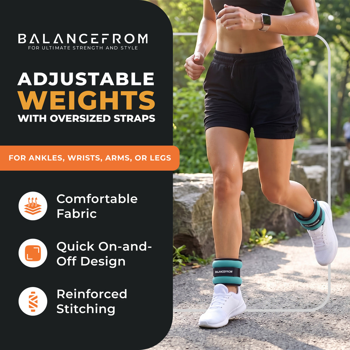 BalanceFrom Fitness Adjustable Ankle, Wrist, Arm or Leg Weights, 3-lb (Open Box)