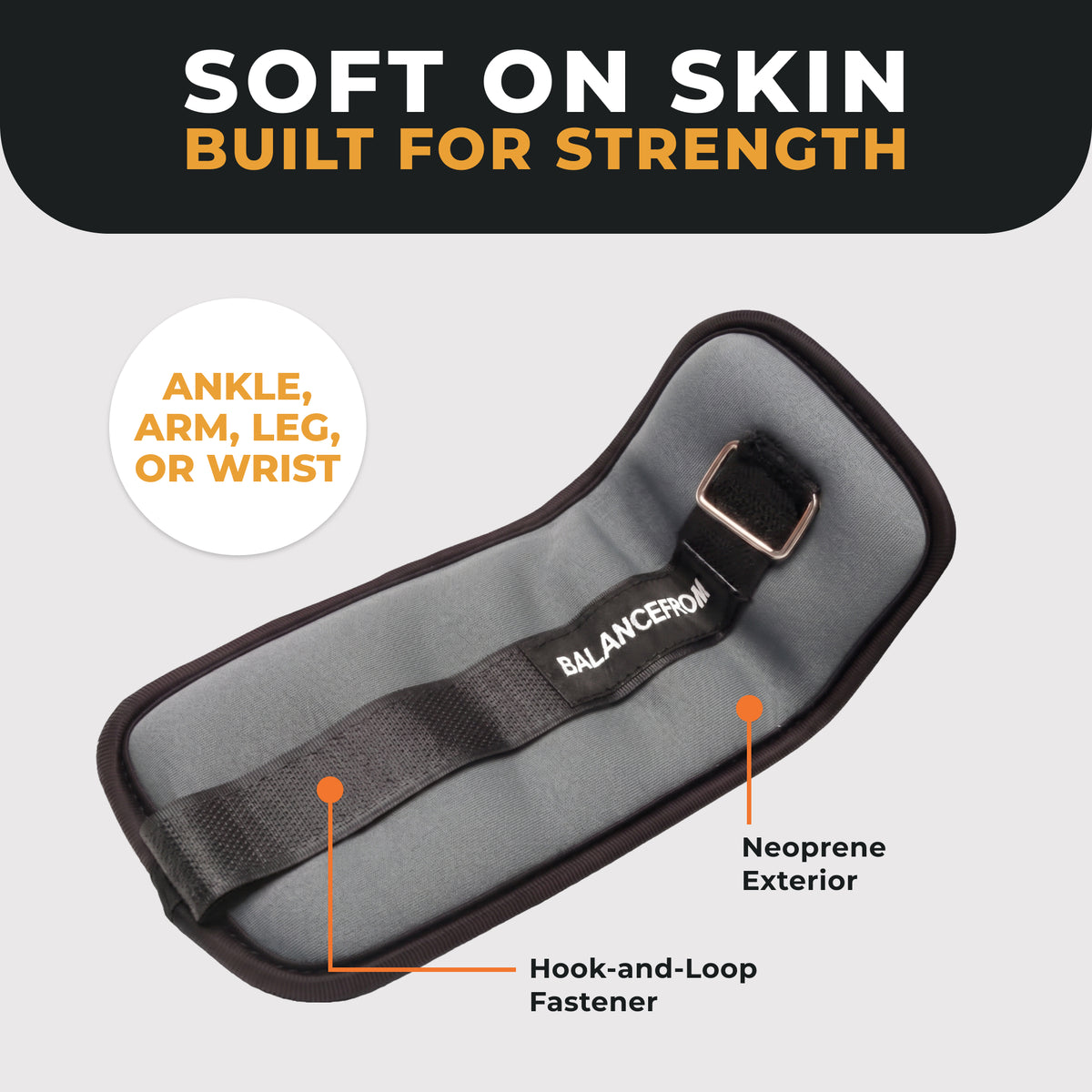 BalanceFrom Fitness Fully Adjustable Ankle, Wrist, Arm or Leg Weights, 6-lb Pair