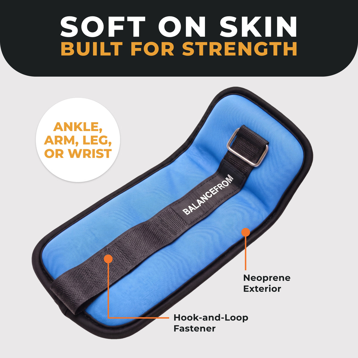 BalanceFrom Fitness Fully Adjustable Ankle, Wrist, Arm or Leg Weights, 4-lb Pair - VMInnovations