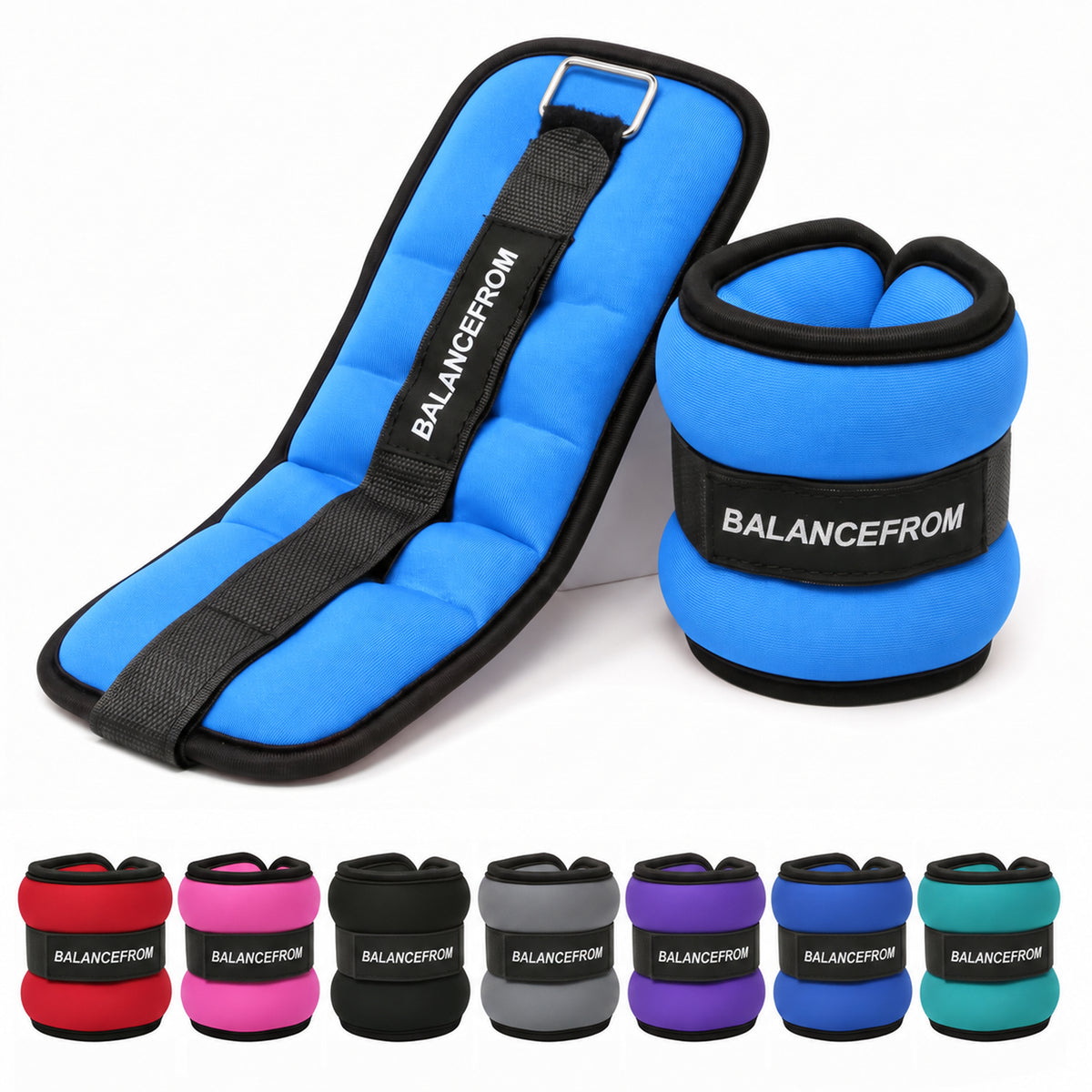BalanceFrom Fitness Fully Adjustable Ankle, Wrist, Arm or Leg Weights, 4-lb Pair - VMInnovations