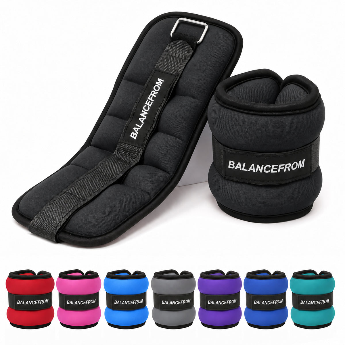 BalanceFrom Fitness Adjustable Fit Ankle, Wrist, Arm or Leg Weights, 8-lb Pair - VMInnovations