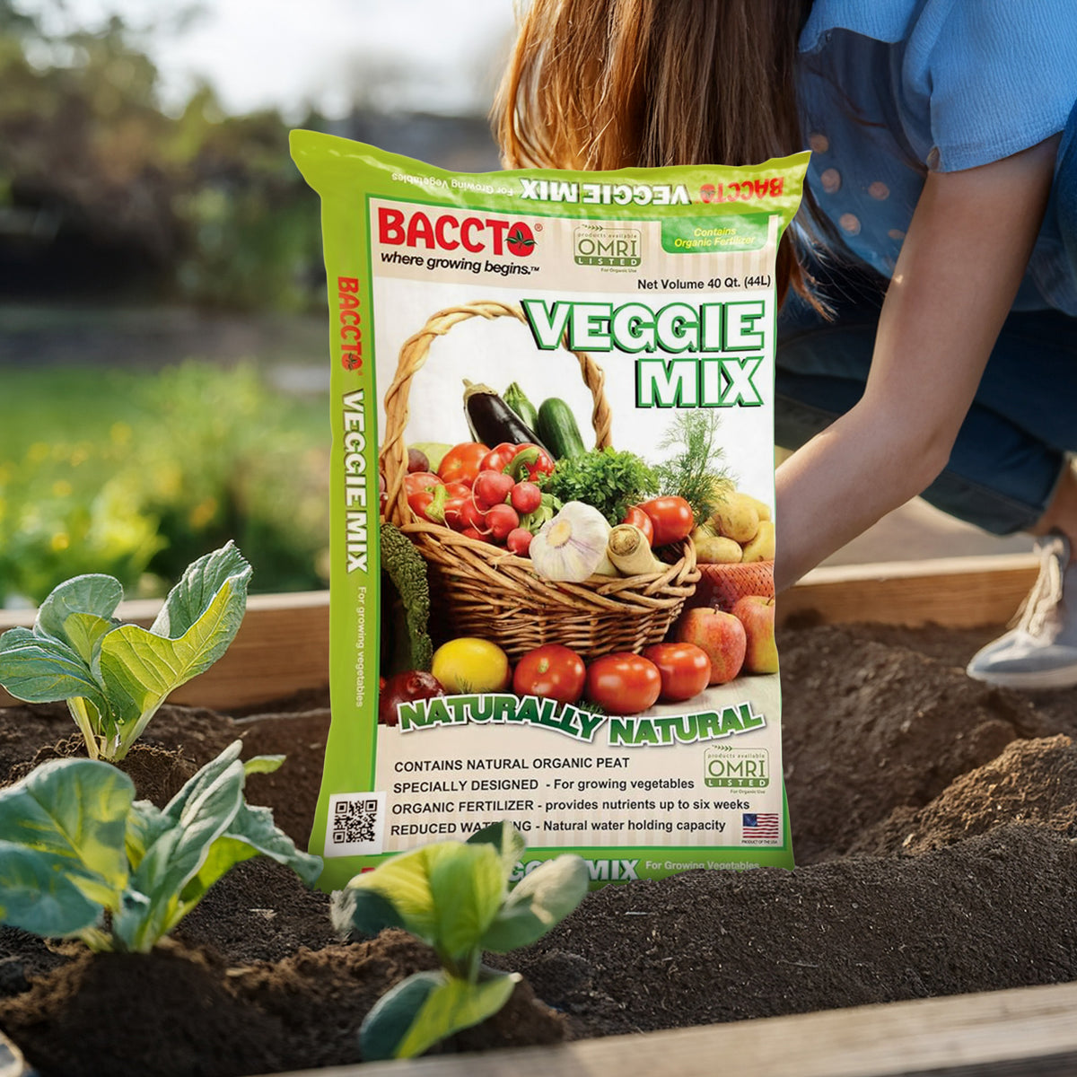 Michigan Peat Company BACCTO Veggie Planting Mix for Vegetables, 40 Qt, 10 Pack