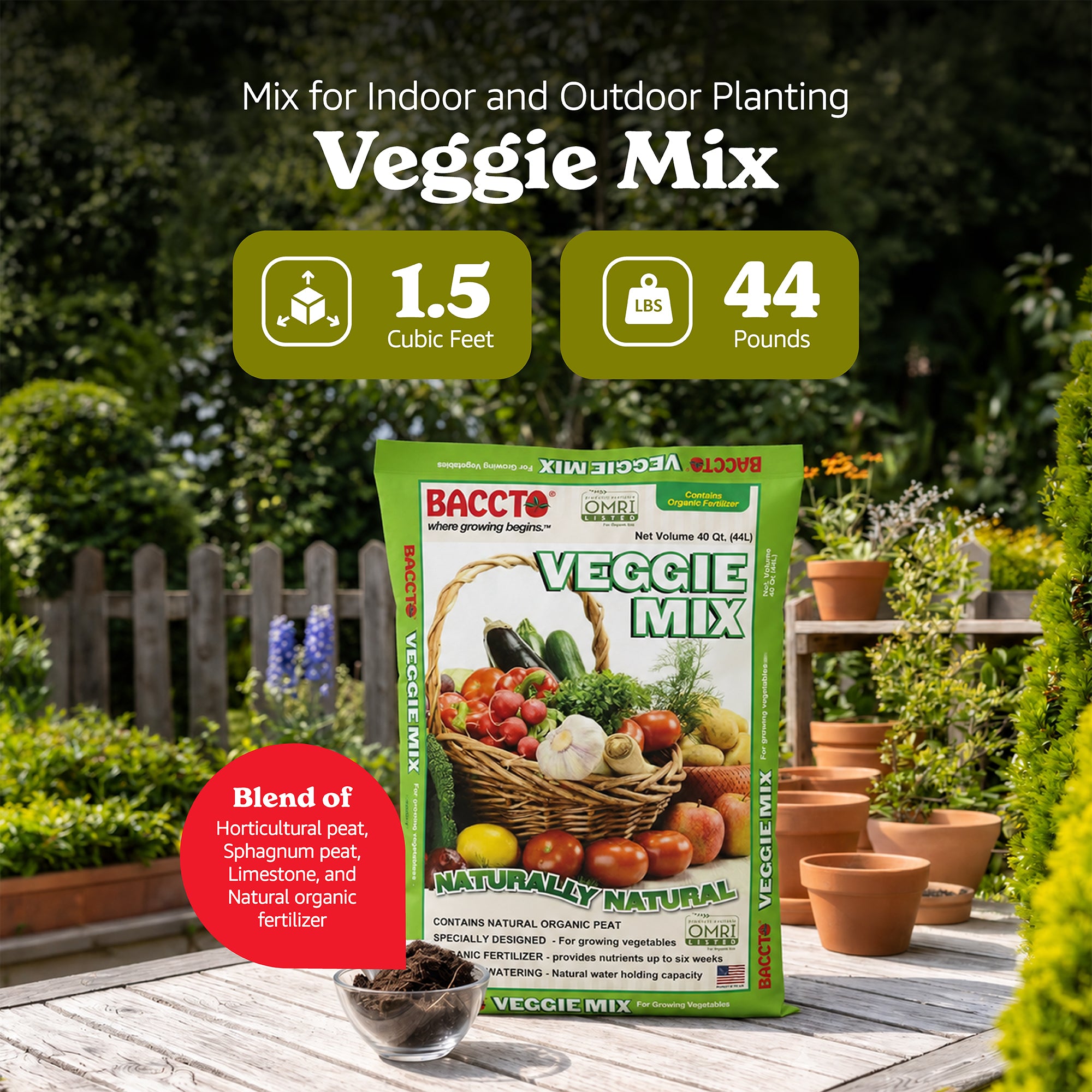 Michigan Peat Company BACCTO Veggie Planting Mix for Vegetables, 40 Qt, 2 Pack