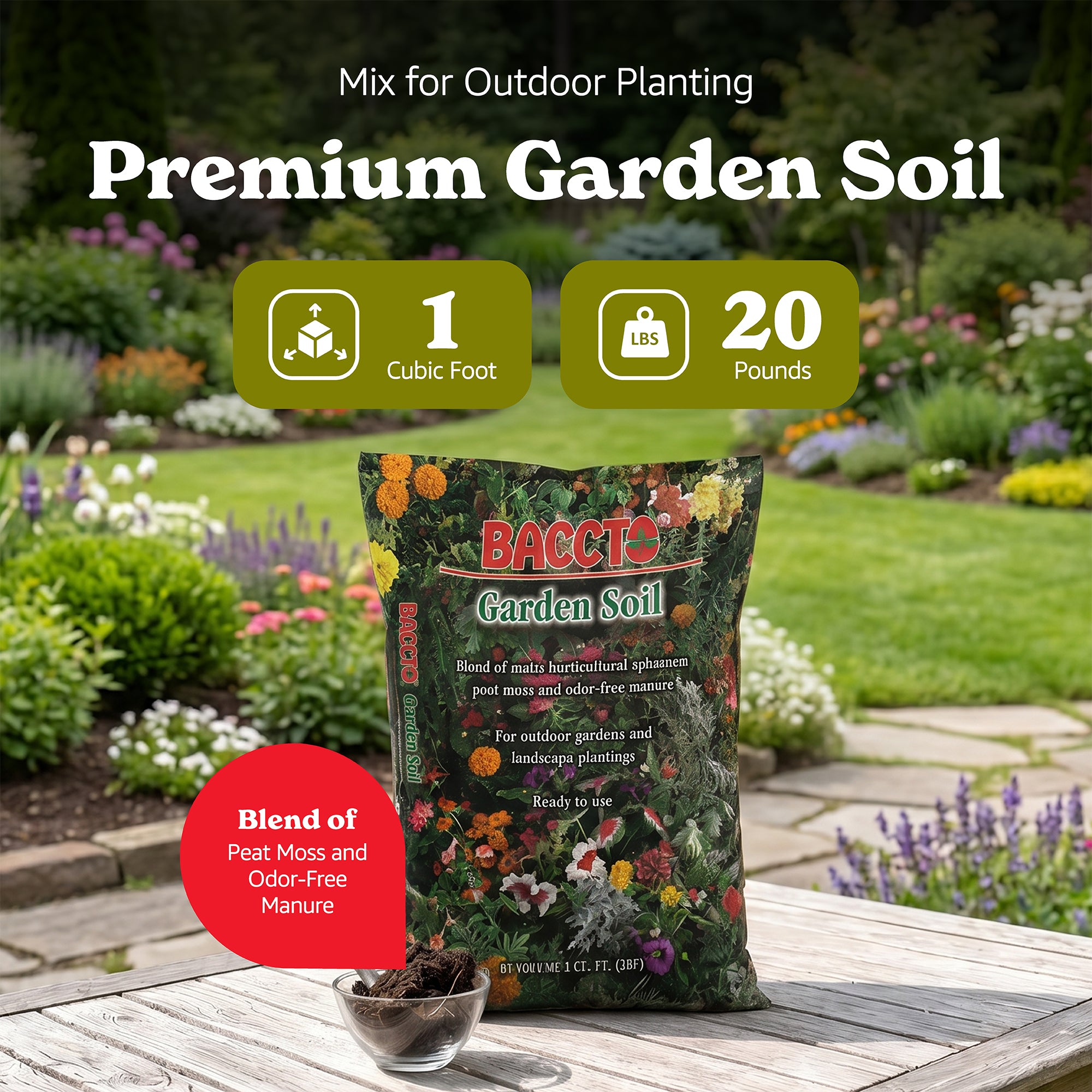 Michigan Peat Company BACCTO Garden Soil for Plants and Vegetables, 1 Cubic Foot