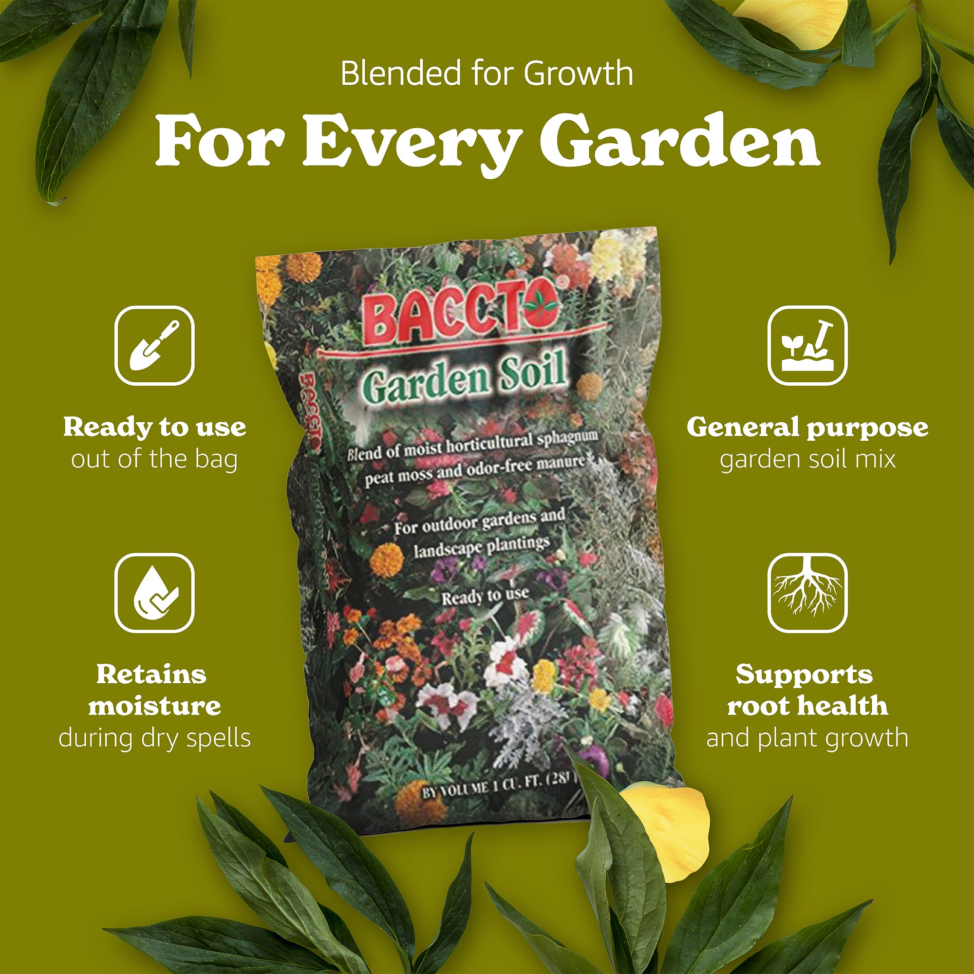 Michigan Peat Company BACCTO Garden Soil for Plants & Veggies, 1 Cu Ft, 2 Pack