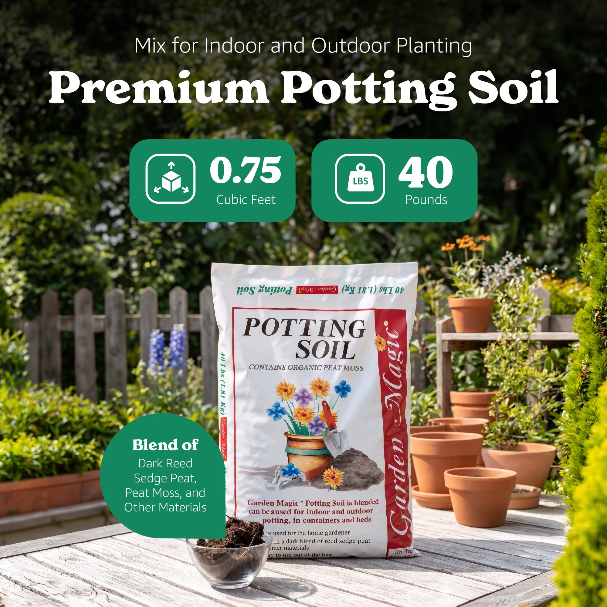 Michigan Peat Company Garden Magic General Purpose Potting Soil Mix, 40 Lb Bag - VMInnovations