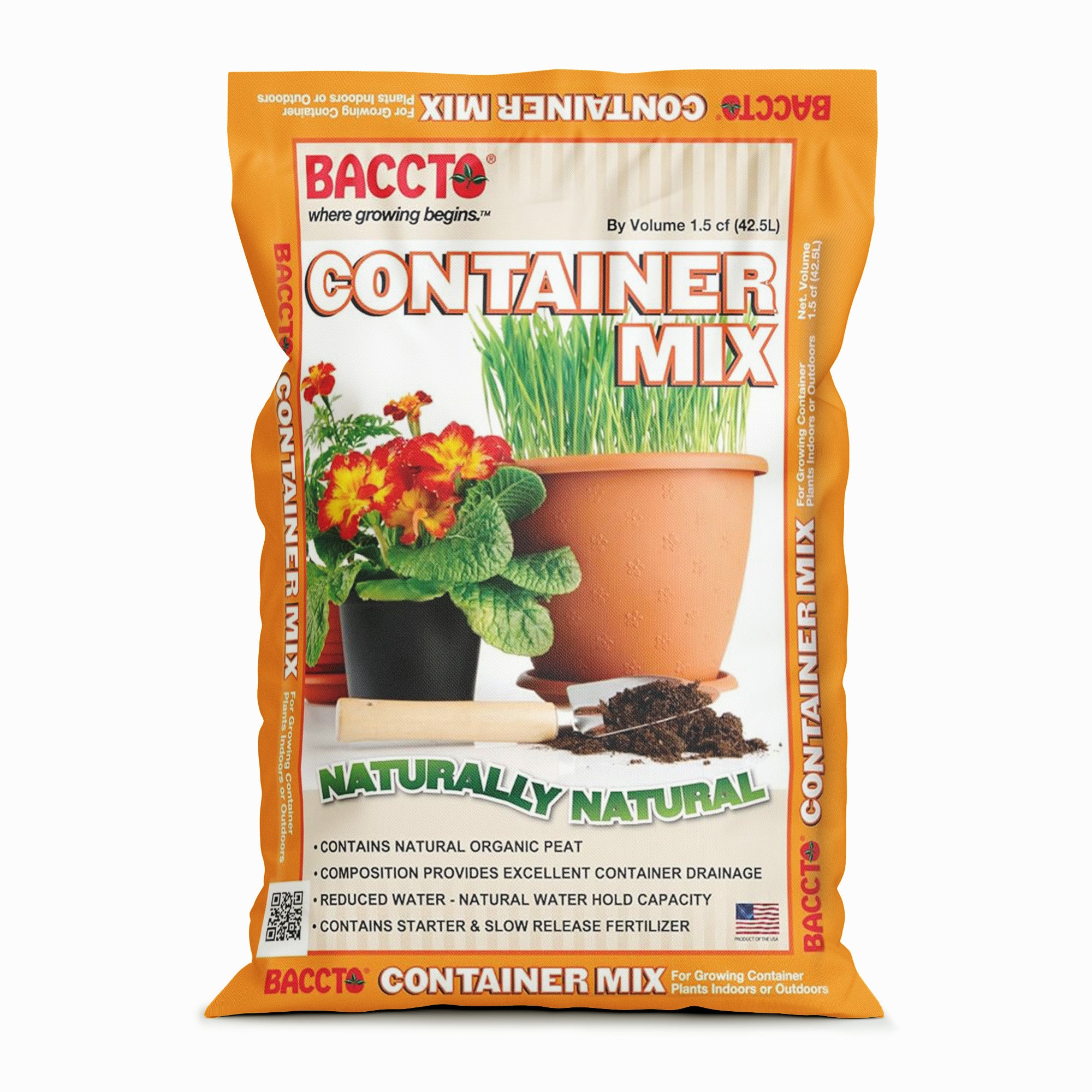Michigan Peat Company BACCTO Container Planting Mix & Starter, 1.5 Cu Ft, 4 Pack