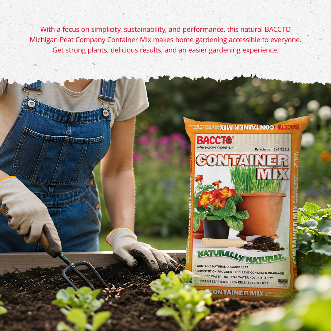 Michigan Peat Company BACCTO Container Planting Mix with Starter, 1.5 Cubic Feet - VMInnovations