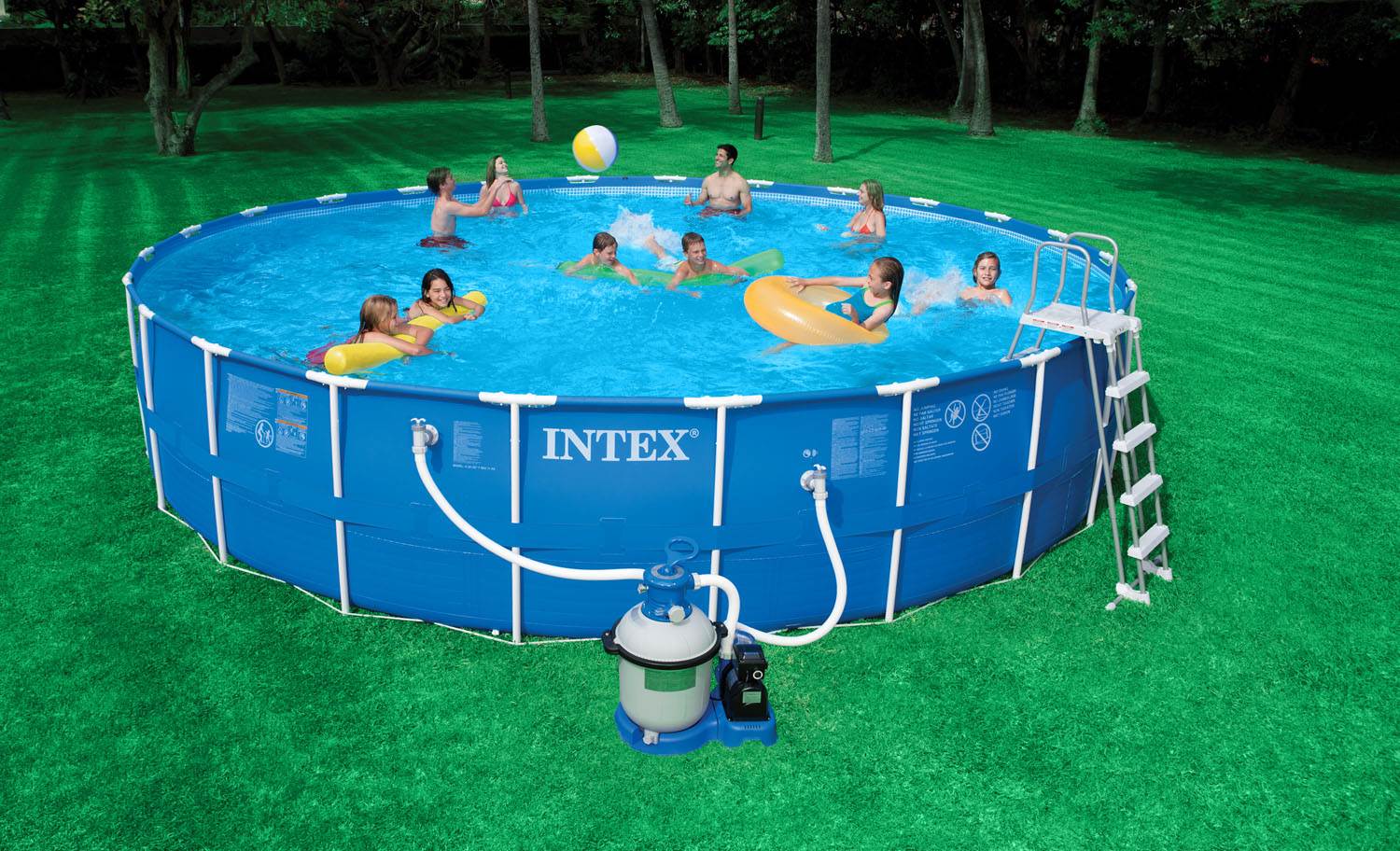 Intex 24' x 52" Metal Frame Swimming Pool w/ Sand & Saltwater System - Open Box