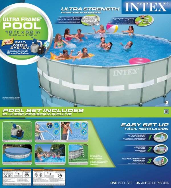 INTEX 18' x 52" Ultra Frame Swimming Pool Set w/ Pump System 54957EG - Open Box