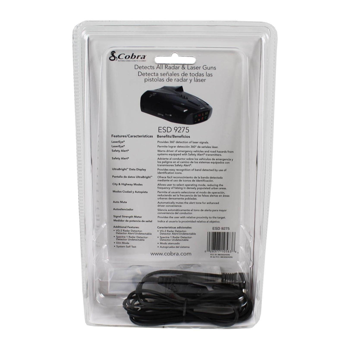 COBRA ESD-9275 Digital 6 Band Laser Radar Detector w/ Safety Alert (Open Box)