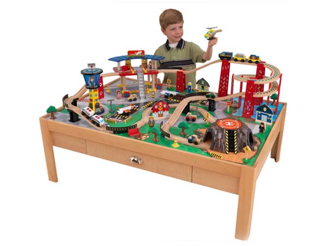 KidKraft Airport Express Wood Train Table & Toy Set (Open Box)