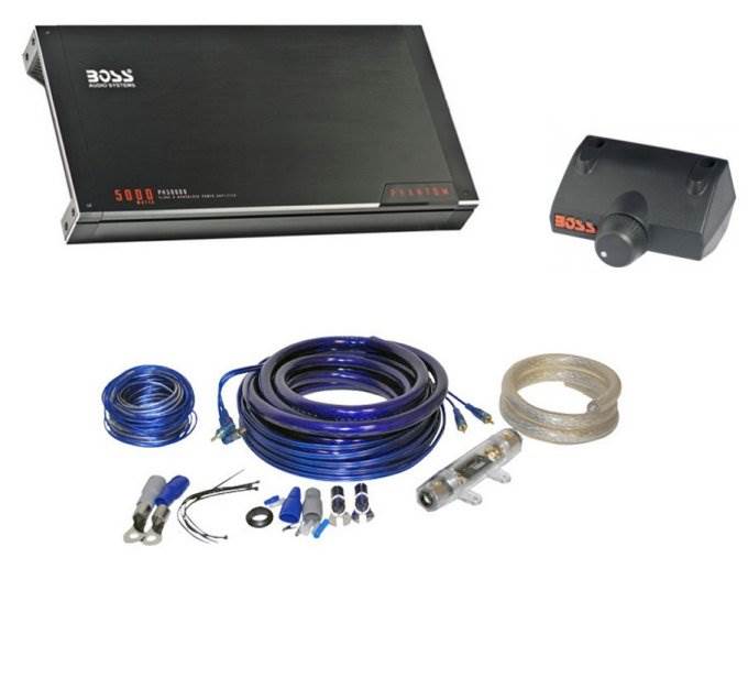 BOSS AUDIO PH5000D 5000 Watt MONO D Car Amplifier + 0/1 Gauge Amp Install Kit