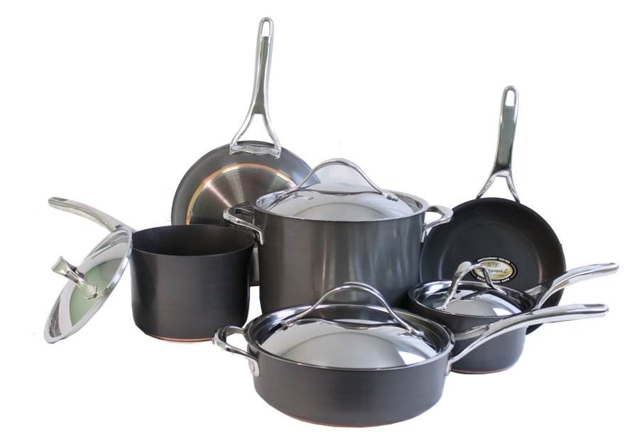 ANOLON 82526 10-Piece Nouvelle Copper Cookware Set Hard-Anodized Non Stick