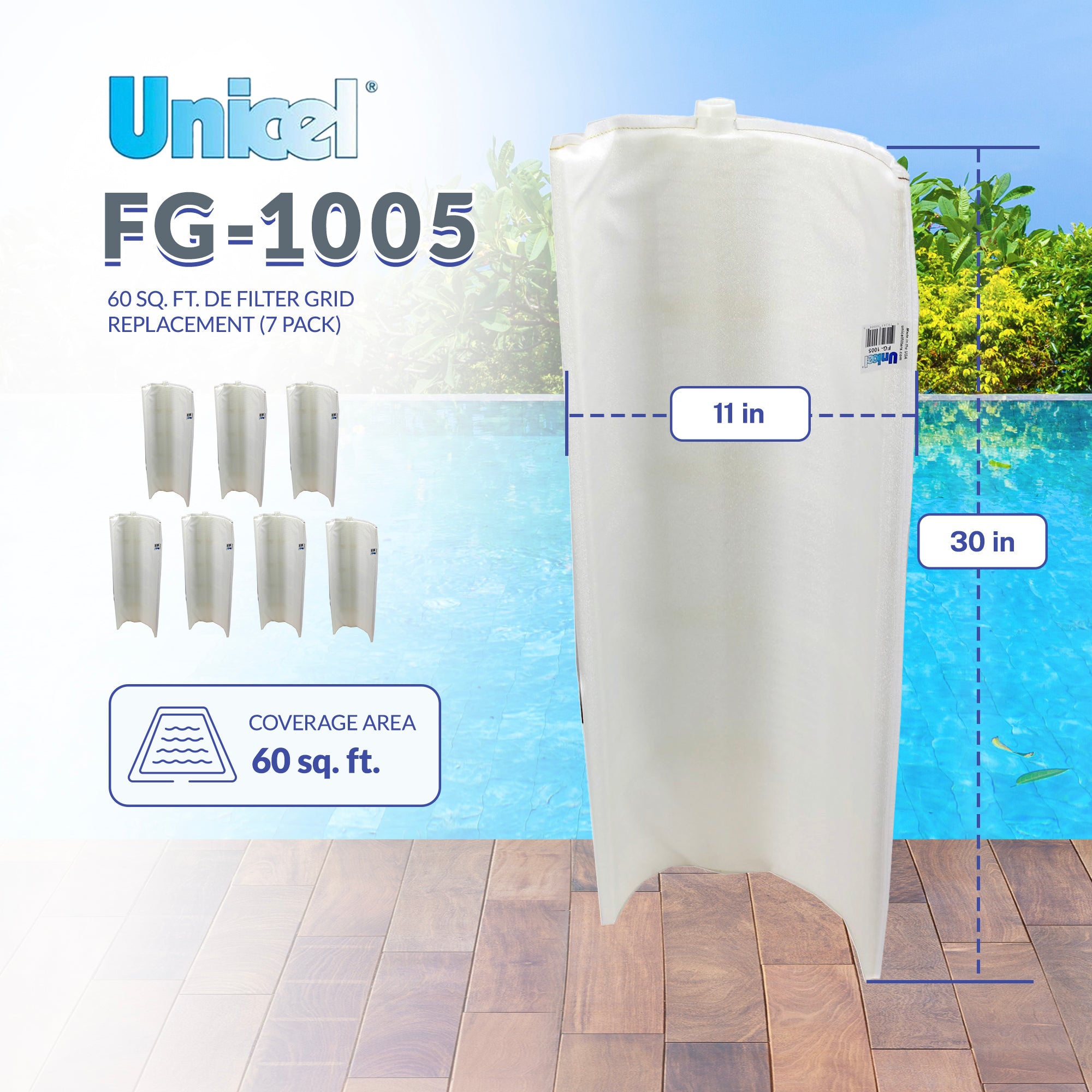 Unicel FG-1005 60 Square Foot Replacement DE Grid Swimming Pool Filter (7 Pack)