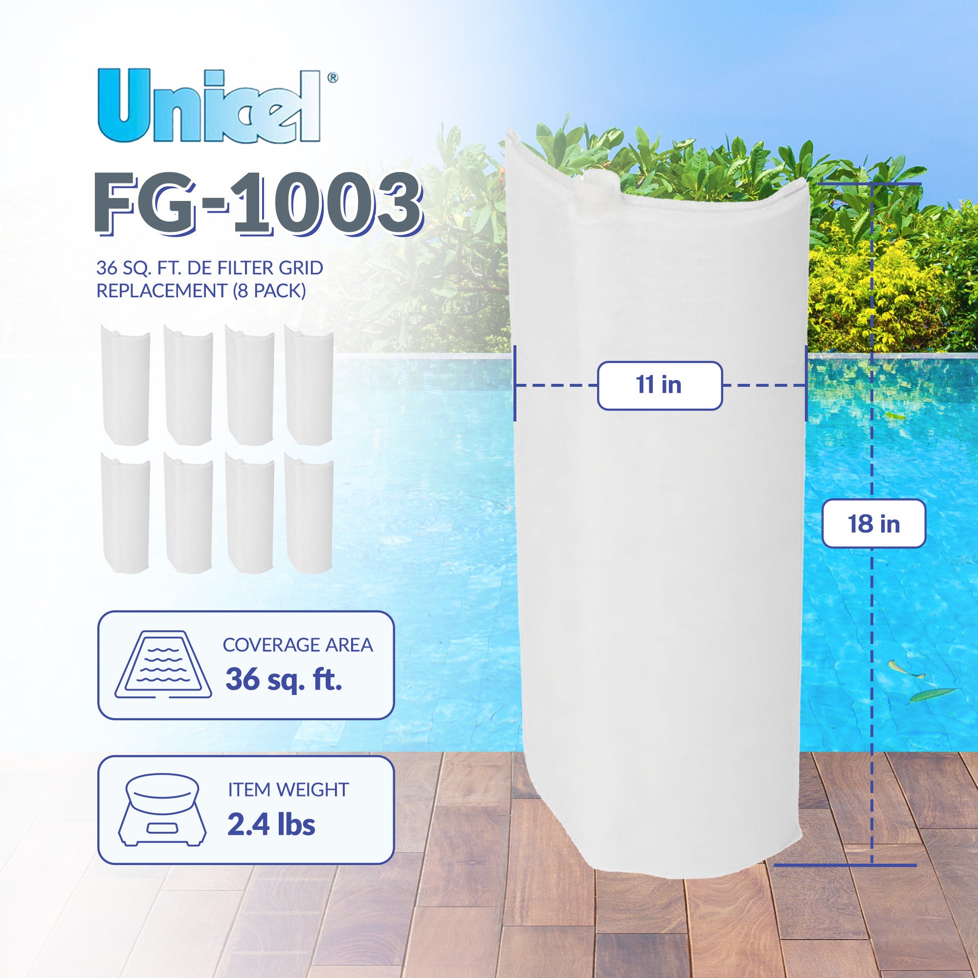 Unicel FG-1003 36 Square Foot Replacement DE Grid Swimming Pool Filter (8 Pack) - VMInnovations