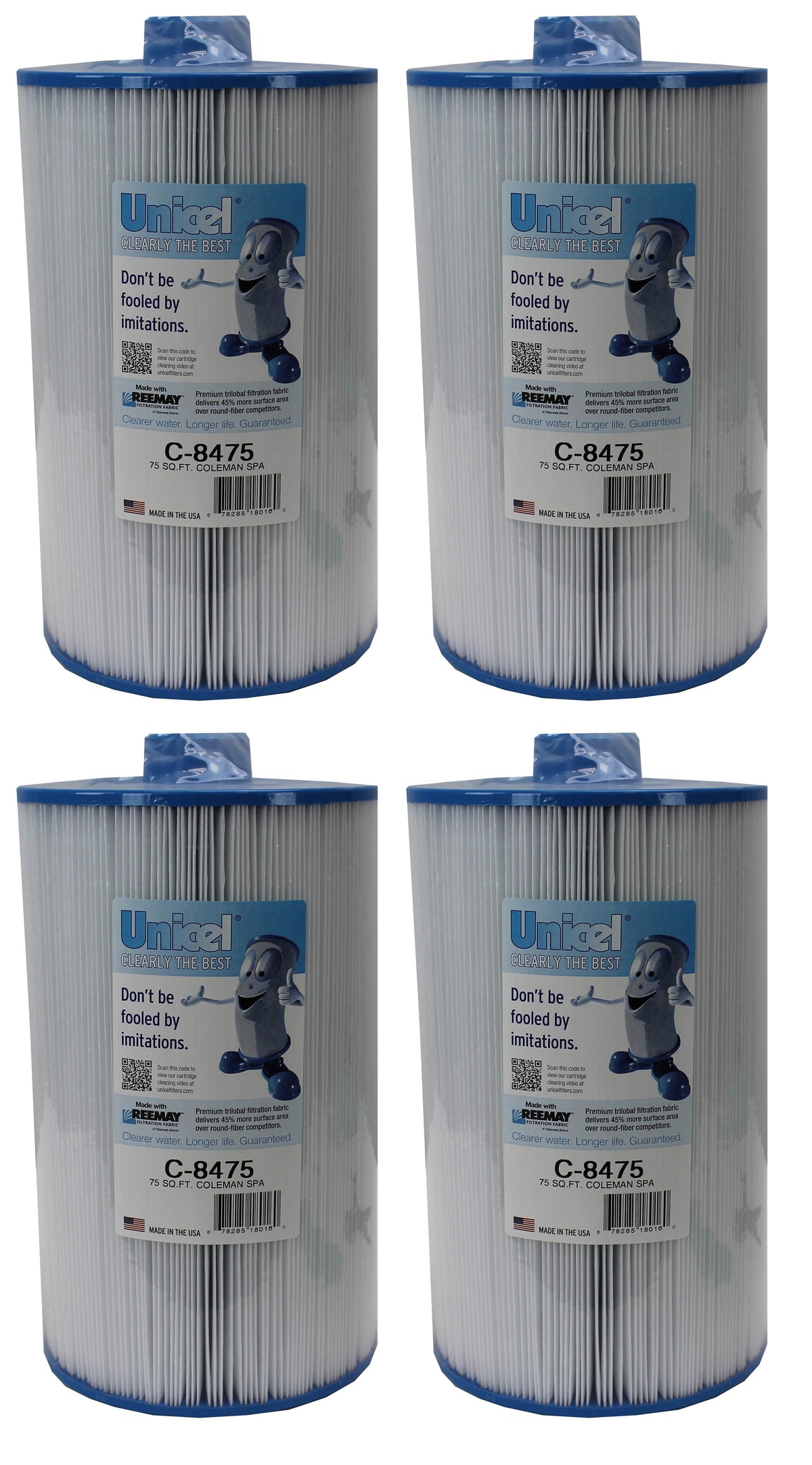 4) Unicel C-8475 Coleman Maax Spas Replacement Filter Cartridges 75 Sq Ft Each