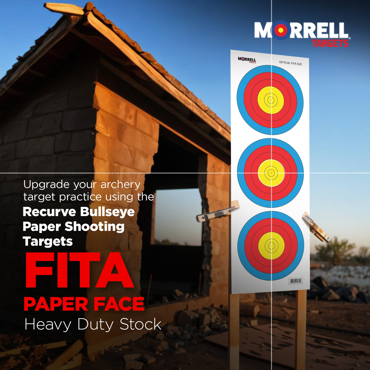 Morrell FITA Recurve Bullseye Paper Face Shooting Targets, 17x17-in., 100 Count - VMInnovations