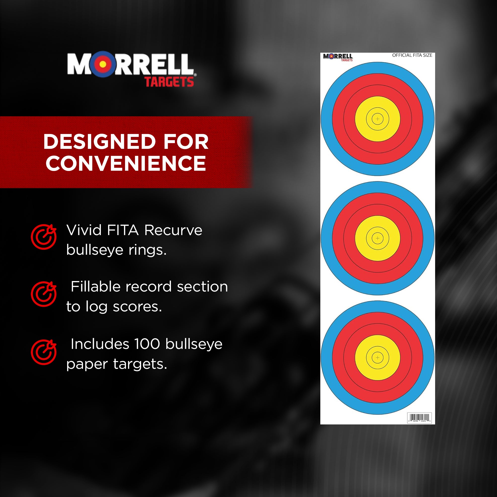 Morrell FITA Recurve Bullseye Paper Face Shooting Targets, 17x17-in., 100 Count - VMInnovations