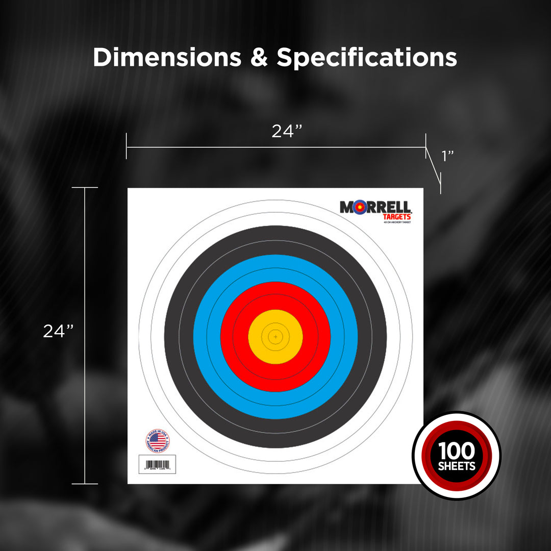 Morrell 60cm Bullseye Paper Face Shooting Targets, 24 x 24 Inches, 100 Count - VMInnovations