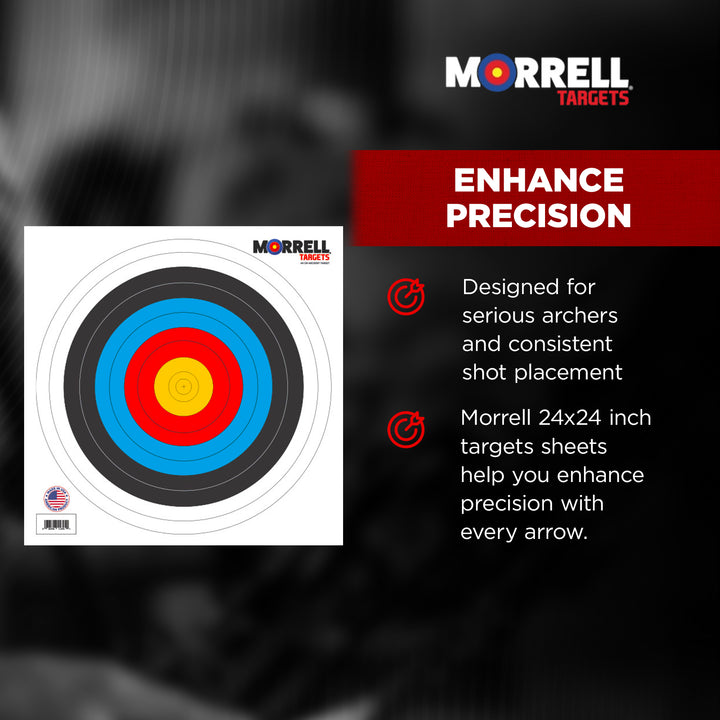 Morrell 60cm Bullseye Paper Face Shooting Targets, 24 x 24 Inches, 100 Count - VMInnovations