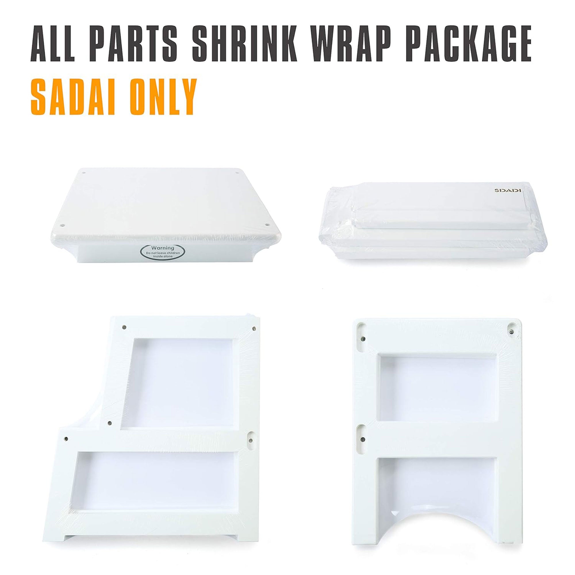 SDADI Kids Kitchen Step Stool, 150LBS cap. w/ Safety Rail, White (Open Box) - VMInnovations
