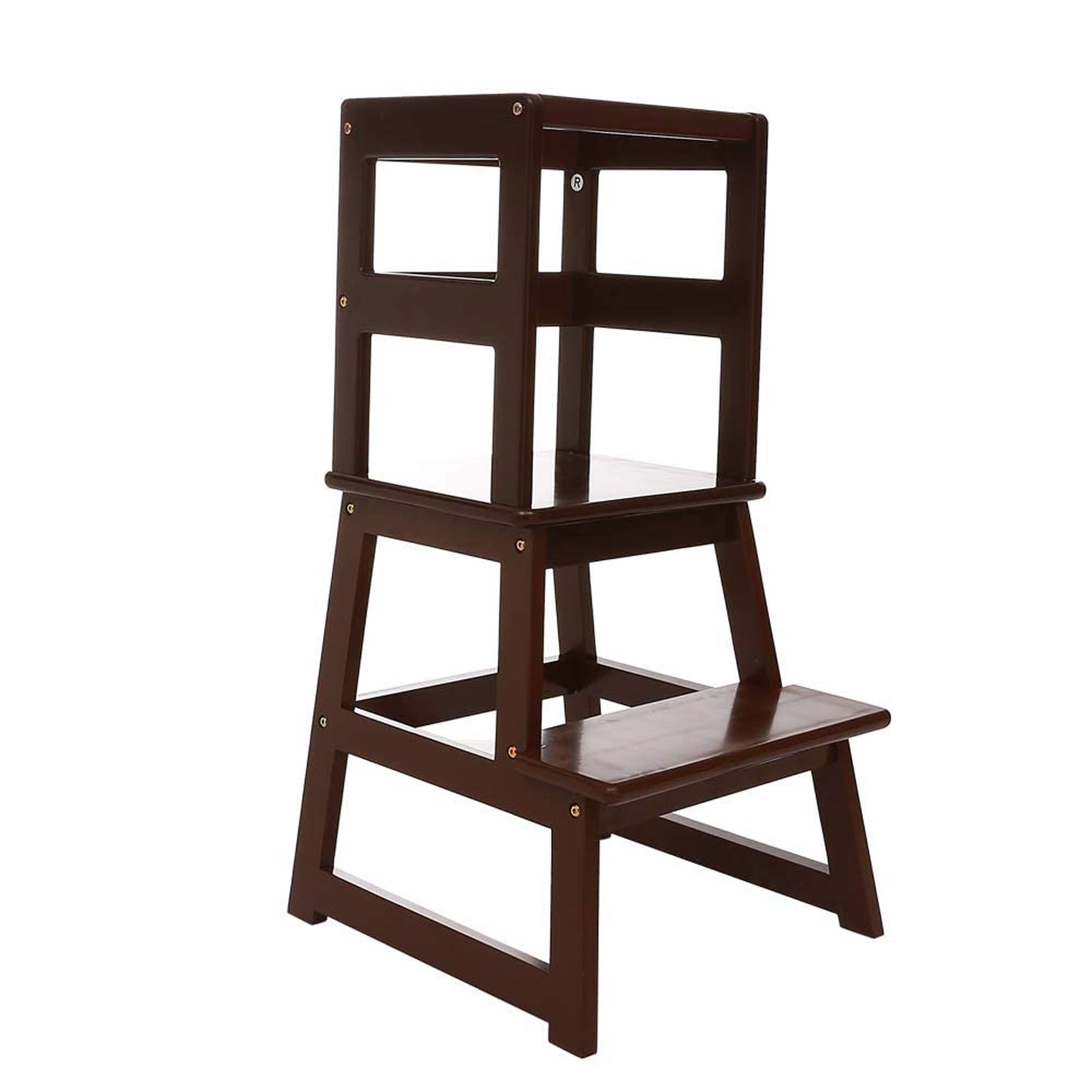 SDADI Kids Kitchen Step Stool Holds up to 150 Pounds with Safety Rail, Espresso - VMInnovations