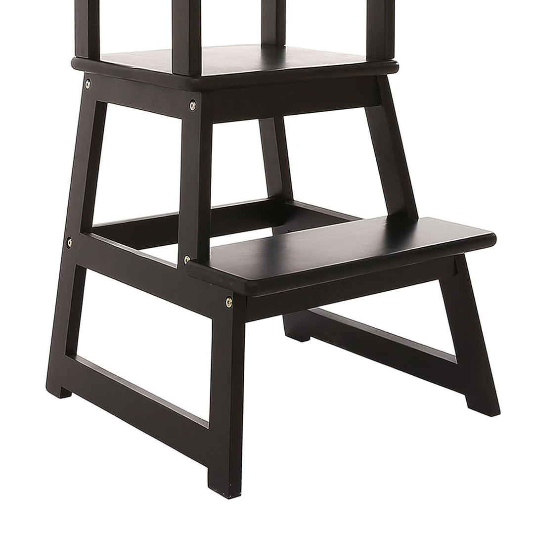 SDADI Kids Kitchen Step Stool Holds up to 150 Pounds with Safety Rail, Black - VMInnovations