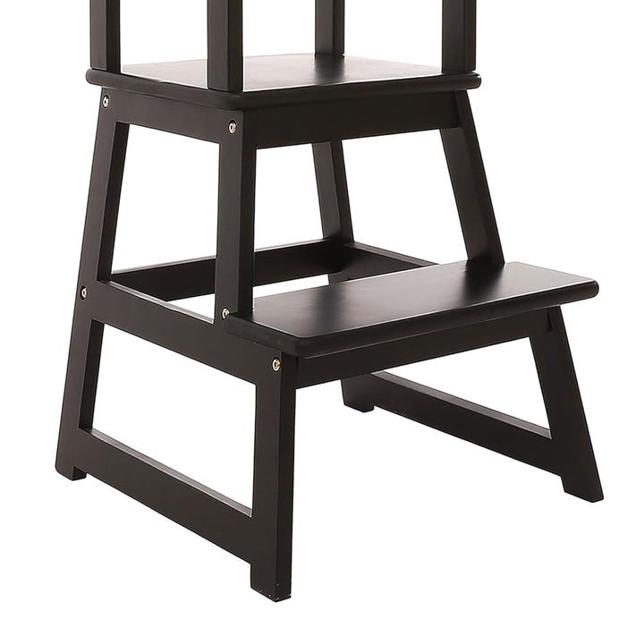 SDADI Kids Kitchen Step Stool Holds up to 150 Pounds with Safety Rail, Black - VMInnovations
