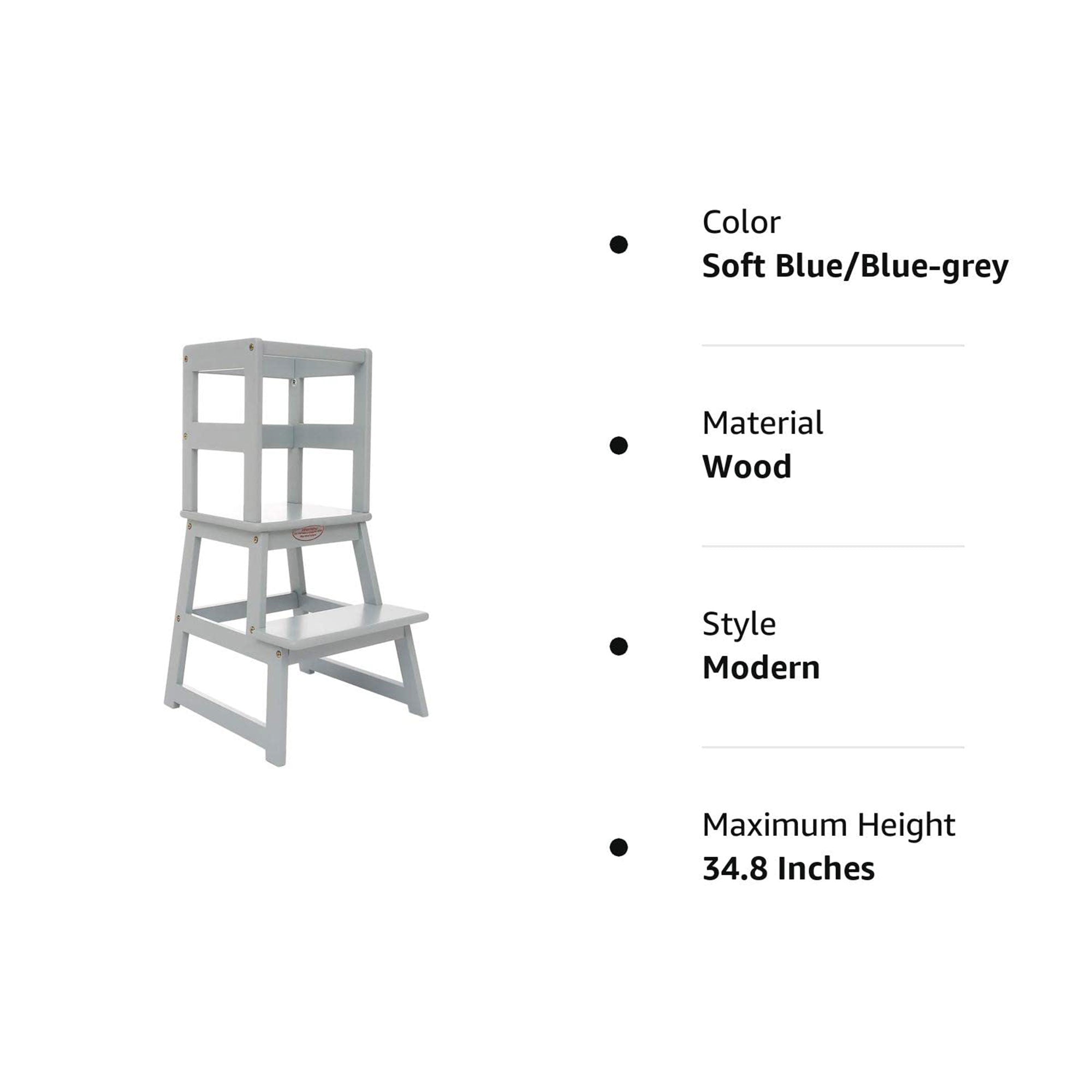SDADI Kids Kitchen Step Stool Holds up to 150 Pounds with Safety Rail,Gray(Used) - VMInnovations