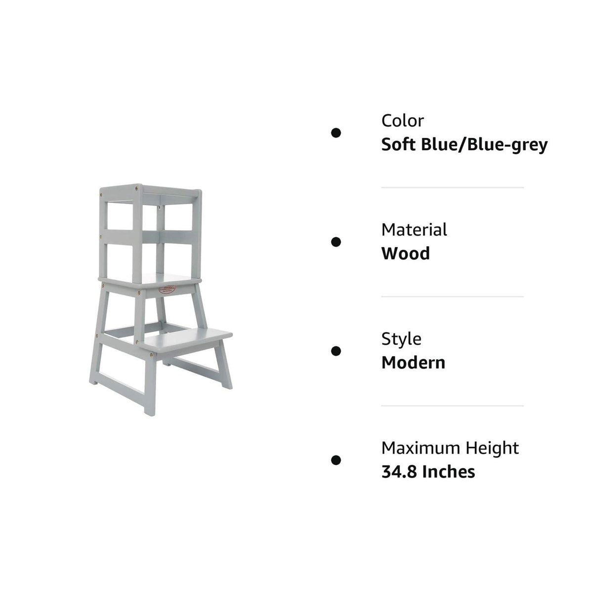 SDADI Kids Kitchen Step Stool Holds up to 150 Pounds with Safety Rail, Gray - VMInnovations