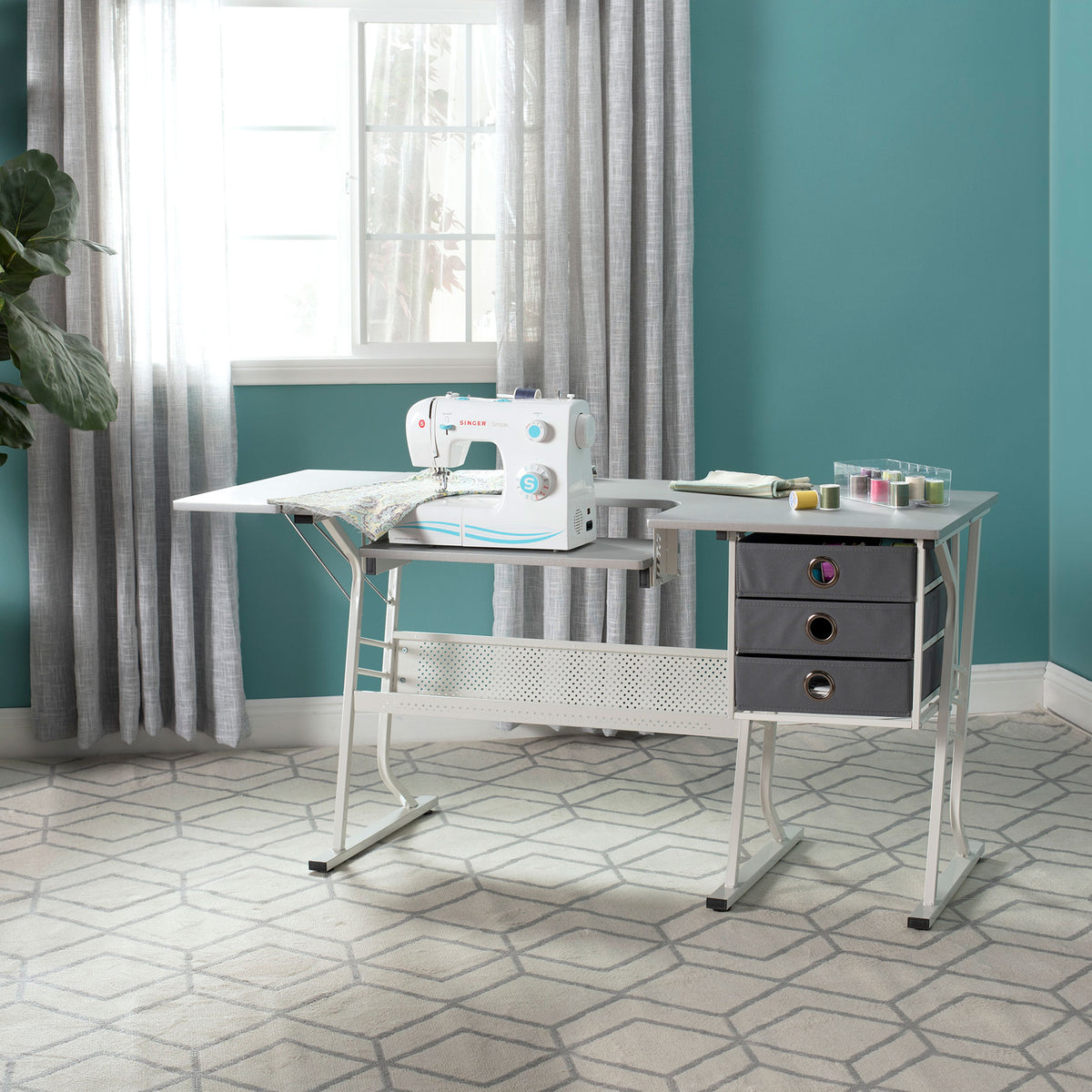 Sew Ready Eclipse Hobby Center Craft Table Computer Desk with Drawers (Used)